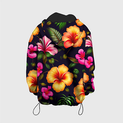 Детская куртка Гавайские цветы узор / 3D-Черный – фото 2