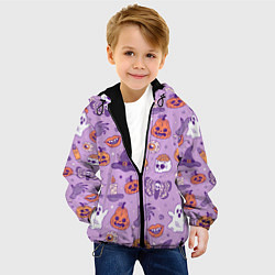 Куртка с капюшоном детская Halloween pattern арт, цвет: 3D-черный — фото 2