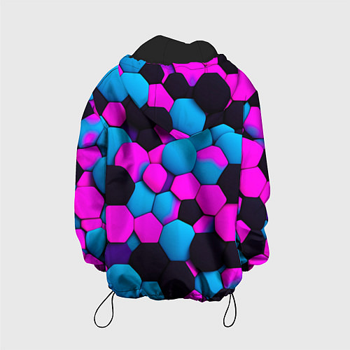 Детская куртка Узор черные розовые синии фигуры / 3D-Черный – фото 2