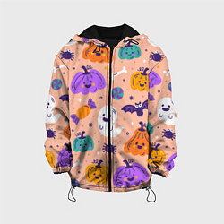 Куртка с капюшоном детская Halloween - pumpkins and ghosts, цвет: 3D-черный