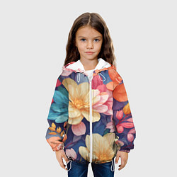 Куртка с капюшоном детская Водянная лилия лотосы кувшинки, цвет: 3D-белый — фото 2