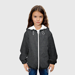 Куртка с капюшоном детская Кожаная чёрная текстура, цвет: 3D-белый — фото 2