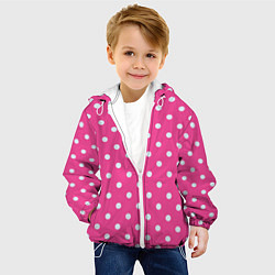 Куртка с капюшоном детская Горошек в цвете Барби, цвет: 3D-белый — фото 2