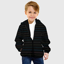 Куртка с капюшоном детская Разноцветные полосы на чёрном, цвет: 3D-черный — фото 2