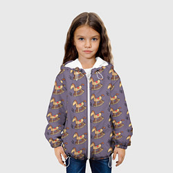 Куртка с капюшоном детская Деревянные лошадки качалки, цвет: 3D-белый — фото 2