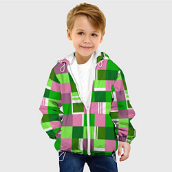 Куртка с капюшоном детская Ретро квадраты ванильные, цвет: 3D-белый — фото 2