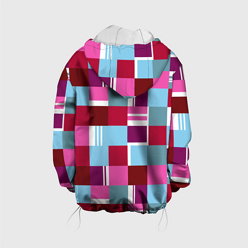 Детская куртка Ретро квадраты вишнёвые / 3D-Белый – фото 2