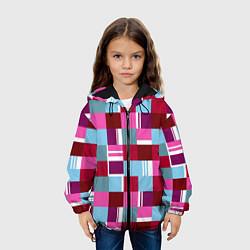 Куртка с капюшоном детская Ретро квадраты вишнёвые, цвет: 3D-черный — фото 2