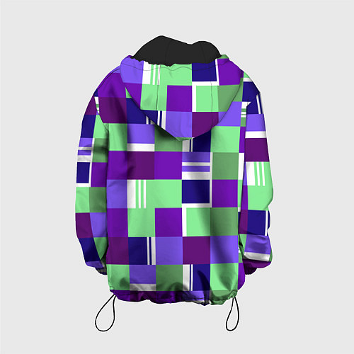 Детская куртка Ретро квадраты баклажановые / 3D-Черный – фото 2