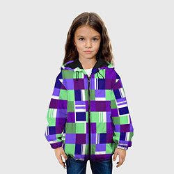 Куртка с капюшоном детская Ретро квадраты баклажановые, цвет: 3D-черный — фото 2