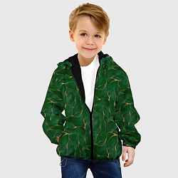 Куртка с капюшоном детская Зеленый камуфляж с золотом, цвет: 3D-черный — фото 2