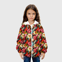 Куртка с капюшоном детская Узор из роз и разных цветов, цвет: 3D-белый — фото 2