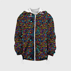 Детская куртка Абстрактные разноцветные линии на черном фоне