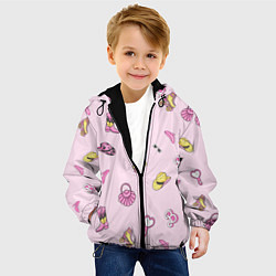 Куртка с капюшоном детская Барби аксессуары - розовый паттерн, цвет: 3D-черный — фото 2