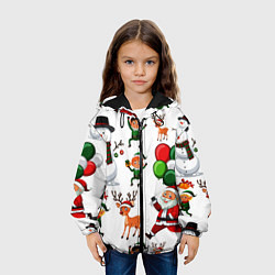 Куртка с капюшоном детская Зимний праздник - деды морозы гномы олени, цвет: 3D-черный — фото 2