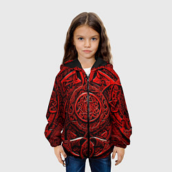 Куртка с капюшоном детская Скандинавский орнамент викингов, цвет: 3D-черный — фото 2