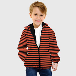 Куртка с капюшоном детская Полосатый красно-оранжевый и чёрный, цвет: 3D-черный — фото 2