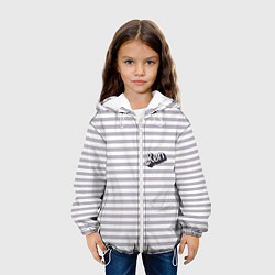 Куртка с капюшоном детская Кен - серые и белые полосы, цвет: 3D-белый — фото 2