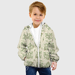 Куртка с капюшоном детская Веточки с зелеными листьями, цвет: 3D-белый — фото 2
