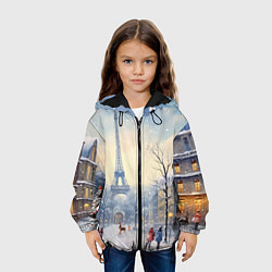 Куртка с капюшоном детская Новогодний Париж, цвет: 3D-черный — фото 2