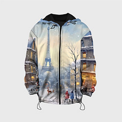 Куртка с капюшоном детская Новогодний Париж, цвет: 3D-черный