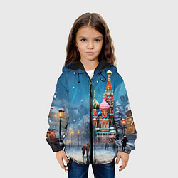 Куртка с капюшоном детская Новогодняя Москва, цвет: 3D-черный — фото 2