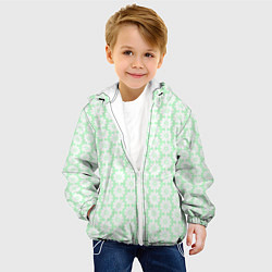 Куртка с капюшоном детская Белые ромашки светло-зелёный паттерн, цвет: 3D-белый — фото 2