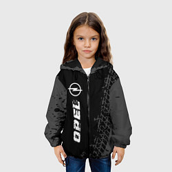 Куртка с капюшоном детская Opel speed на темном фоне со следами шин: по-верти, цвет: 3D-черный — фото 2