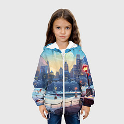 Куртка с капюшоном детская Зимний большой город, цвет: 3D-белый — фото 2