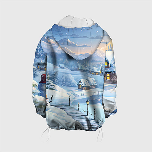 Детская куртка Новогодний дворик со снеговиком / 3D-Белый – фото 2