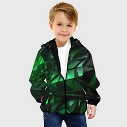 Куртка с капюшоном детская Green abstract, цвет: 3D-черный — фото 2