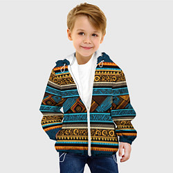 Куртка с капюшоном детская Этнический рисунок в горизонтальную полоску, цвет: 3D-белый — фото 2