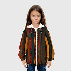 Куртка с капюшоном детская Этнический узор в вертикальную полоску, цвет: 3D-белый — фото 2