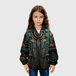 Куртка с капюшоном детская Абстрактный узор в египетском стиле, цвет: 3D-черный — фото 2