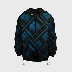 Куртка с капюшоном детская Тёмно-синяя шотландская клетка, цвет: 3D-черный
