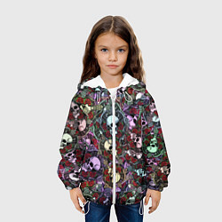 Куртка с капюшоном детская Череп с крыльями паттерн, цвет: 3D-белый — фото 2