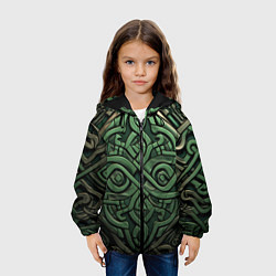 Куртка с капюшоном детская Симметричный узор в ирландском стиле, цвет: 3D-черный — фото 2
