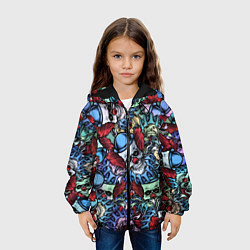 Куртка с капюшоном детская Череп клоун паттерн, цвет: 3D-черный — фото 2