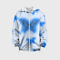 Куртка с капюшоном детская Y2K blue butterfly, цвет: 3D-белый