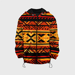 Куртка с капюшоном детская Узор в этническом стиле масаев, цвет: 3D-черный