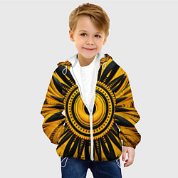 Куртка с капюшоном детская Желто-черный узор в африканском стиле, цвет: 3D-белый — фото 2