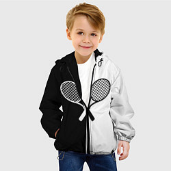 Куртка с капюшоном детская Теннис - чёрно белое, цвет: 3D-черный — фото 2