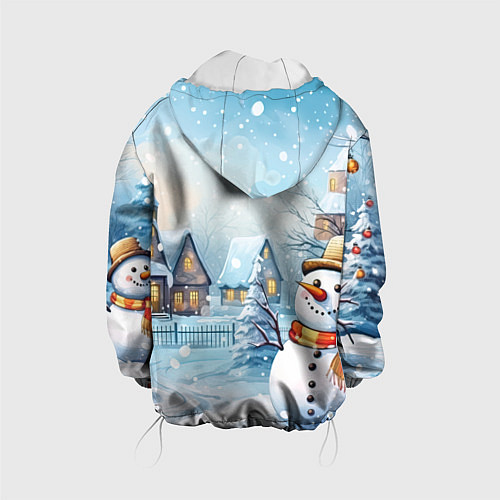 Детская куртка Новогодний городок и снеговики / 3D-Белый – фото 2