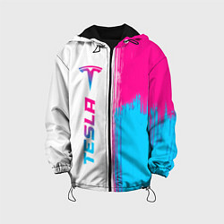 Куртка с капюшоном детская Tesla neon gradient style по-вертикали, цвет: 3D-черный