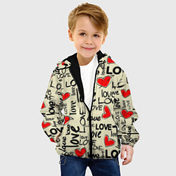 Куртка с капюшоном детская Abstraction of love, цвет: 3D-черный — фото 2