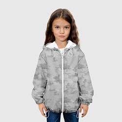 Куртка с капюшоном детская Светло-серый пятнистый паттерн, цвет: 3D-белый — фото 2