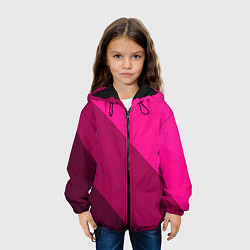 Куртка с капюшоном детская Широкие розовые полосы, цвет: 3D-черный — фото 2