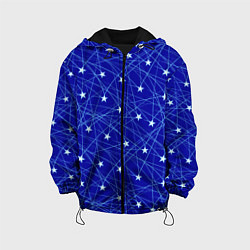 Куртка с капюшоном детская Звездопад на синем, цвет: 3D-черный