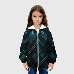 Куртка с капюшоном детская Тёмно-синяя диагональная клетка в шотландском стил, цвет: 3D-белый — фото 2