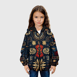 Куртка с капюшоном детская Узор в славянском стиле, цвет: 3D-черный — фото 2